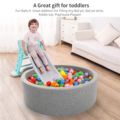 Heopeis 200 Star Ball Pit Balls Hearts for Toddlers Phthalate Free BPA Free Crush Proof Plastic - 7 Bright Colors in Reusable Play Toys for Kids with Storage Bag Indoor Outdoor - Thumbnail 7