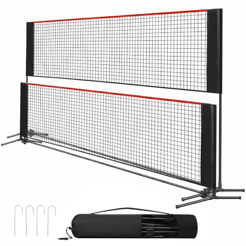 Portable Badminton Net Set Height Adjustable Sports Net for Pickleball Tennis & Volleyball Foldable Indoor Outdoor Net with Carry Bag 10FT/14FT/17FT