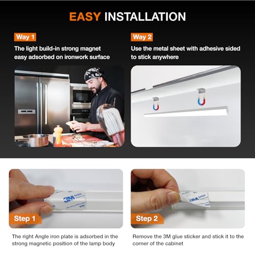 Image of Under Cabinet Lights Remote Control,4 Pack Magnetic Rechargeable Light bar,Under Cabinet Lighting Wireless,Ceiling and Under Counter Lights for Kitchen,Wardrobe,Shelf (White, 60 CM)