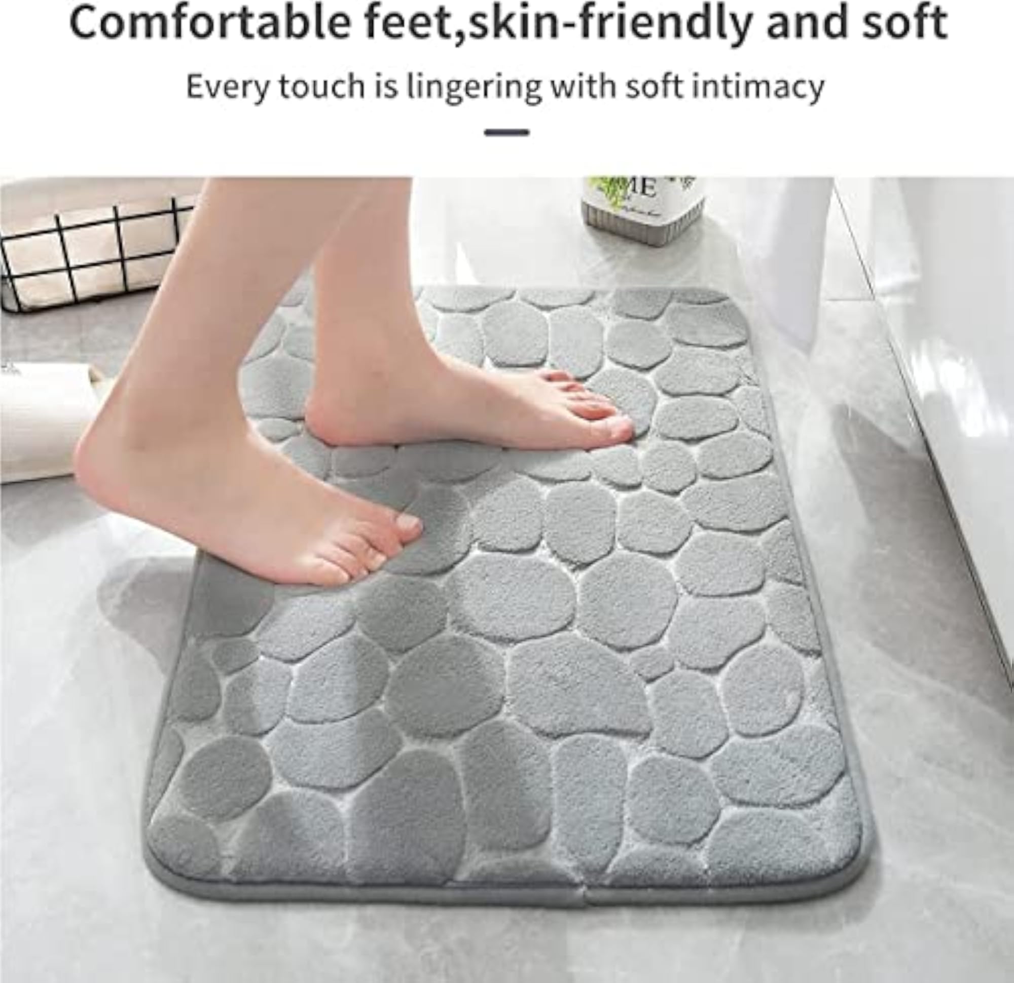 KREZON Memory Foam Bath Mat, Cobblestone Design