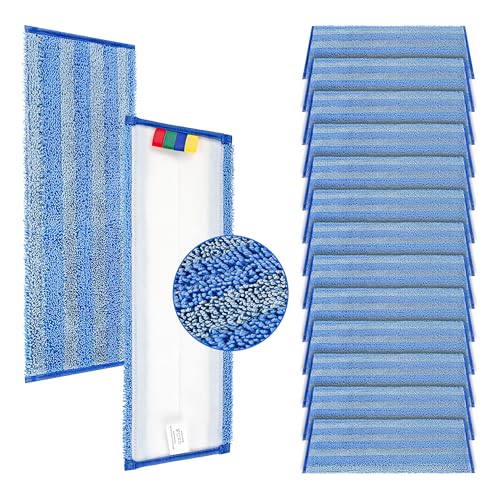 Image of 15 Pack Replacement Microfiber Mop Pad - Universal 17-18 inch Heavy Duty Reusable Refill - Thick Commercial Cleaning Pad for Wet & Dry Use - 18in Flat Mop Head (Trapezoid)