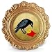 Ebroniah Funny Crow Bird Fast Food Small Round Picture Frame 4in,French Fries Mini Gold Photo Frame for TableTop Wall Art Decor,Whimsical Quirky Ornate Art Prints Gifts for Bedroom Office 2.64in Photo
