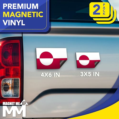 Image of Magnet Me Up Greenland Flag Car Magnet - 4x6 Inch, Magnetic Decal for Vehicles, Trucks, and Mailboxes - Weatherproof & UV Resistant National Flag of Greenland, Kalaallit Nunaat, 2 Pack, Made in USA