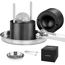 VEVOR Ice Ball Press, 2.4" Ice Ball Maker, Aviation Aluminum Ice Ball Press Kit for 60mm Ice Sphere, Ice Press with Tong and Drip Tray, for Whiskey, Cocktail, Bourbon, Scot on Party & Holiday, Black