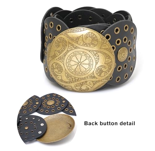 Gleamart Round Disc PU Leather Belt Vintage Western Cowboy Style Wide Belt Gift For Women4