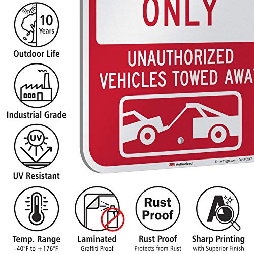 Smartsign - K-8727-Eg-12X18 "Reserved Parking For Tenants, Unauthorized Vehicles Towed" Sign | 12" X 18" 3M Engineer Grade Reflective Aluminum Red On White #TOP7