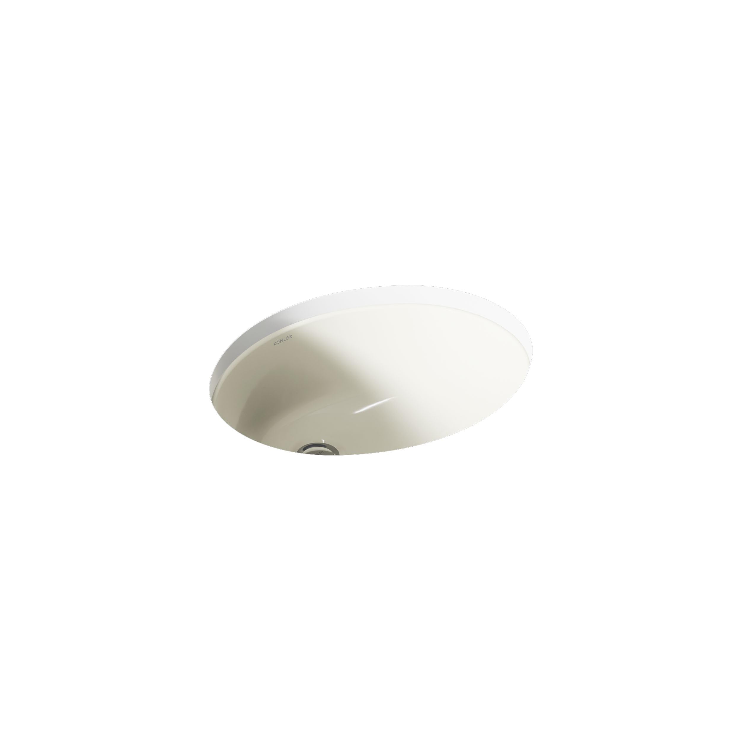 K-2209-96 Caxton 17" Oval Undermount Bathroom Sink, Oval Basin, Overflow Drain, No Faucet Holes, Biscuit