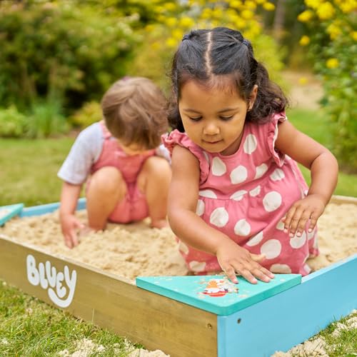 Arenero de madera Bluey exterior para niños con cubierta protectora 4