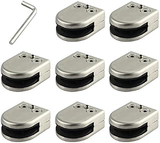 Neoteck Glass Clamp 8PCS 8-10mm Stainless Steel 304 Glass Clip Clamp Bracket Flat Back Brushed Finish for Handrail Balustrade Staircase