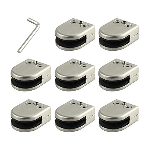 Neoteck Abrazadera de Cristal 8piezas 8-10mm Acero Inoxidable 304 Abrazadera de Clip de Vidrio Plano Posterior Cromado Acabado para Barandilla Escalera