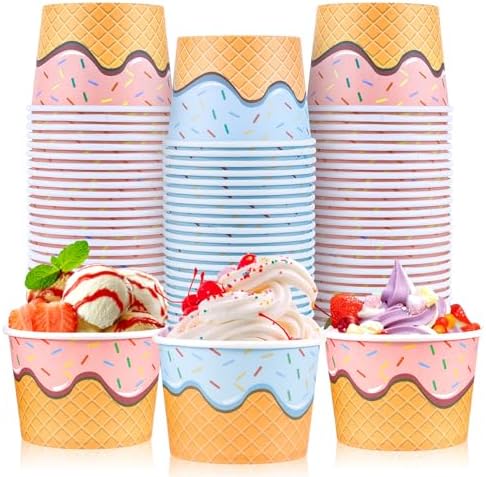 DI QIU REN 100 Pack 8 oz Disposable Ice Cream...