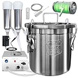 Hantop 12L Cow Milking Machine, Rechargeable Battery Powered Speed Adjustable Pulsating Vacuum Pump, 304 Stainless Steel Milk Bucket with Auto Stop Check Valve Cow Milker Machine (Pro Model)
