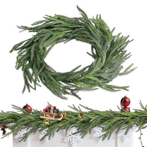 Guirnalda Artificial de Navidad | Corona Artificial de Vegetales Festivos de 180 Centímetros, Guirnalda de Navidad Realista, Para Sala de Estar Precio de Estufa Árbol Navidad Escalera Patio Entrada