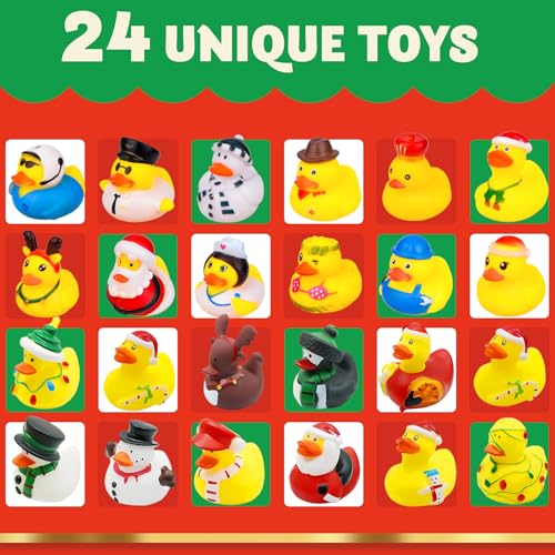 Pipihome Rubber Duck Advent Calendar 2025, Rubber Duck Bath Toys 24 Days, Christmas Countdown Toys Advent Calendar Gifts For Baby Toddlers Boys Girls, Christmas Xmas Gifts for Kids