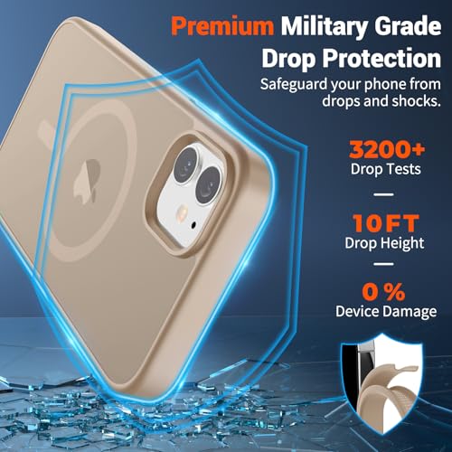 Image of SUPFINE Magnetic for iPhone 12 Case /iPhone 12 Pro Case (Compatible with MagSafe)(Military Grade Drop Protection) Slim Translucent Matte with Anti-Fingerprint Phone Case,Desert Gold