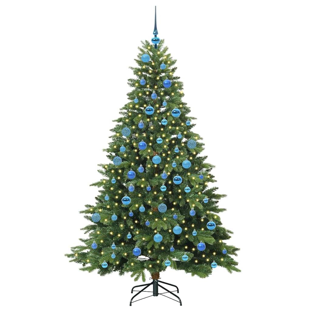 Sapin de Noël artificiel vert 180 cm 300 LED PE/PVC Support pliable pour intérieur et extérieur Décoration d'arbre de Noël