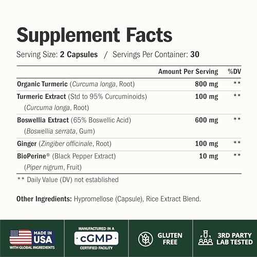 Vimerson Health Turmeric Boswellia Supplement with Ginger