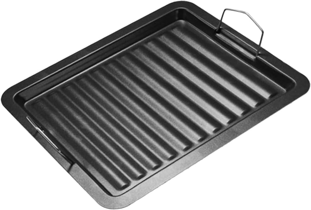 Outdoor Grill Pan Enamel Non-Stick BBQ Baking Tray Multi-Function Grilling Pan for Fish Steaks Pizza Vegetables Camping and Family Use