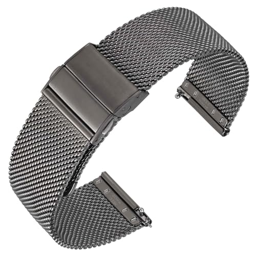 ANNEFIT Mesh Metal Watch Band, 316L Stainless Steel Watch Strap, Quick Release Replacement Bracelet 20mm (Space Grey)