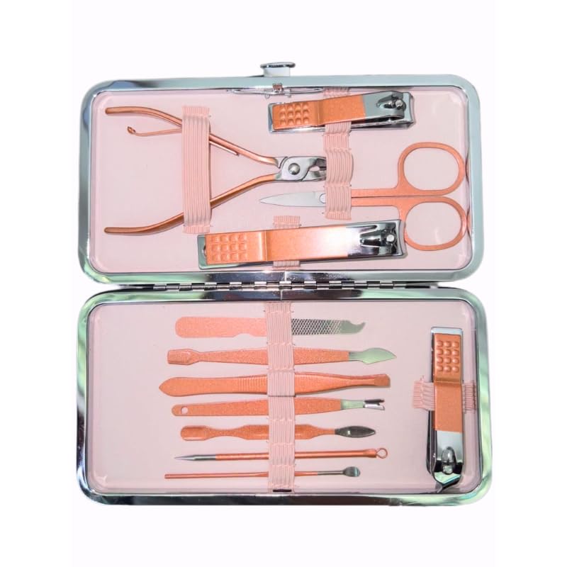 Nail Clippers Manicure Kit for Women, Hofull Nail Kit Beauty Tool Portable Set, Rose Gold Stainless Steel Pedicure Set, with Pink Bag, Suitable for Outdoor Travel, Home, Gift Giving