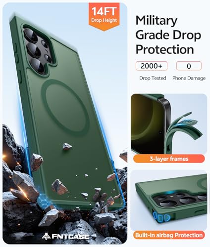 Image of FNTCASE for Samsung Galaxy S23 Ultra Case: [Fit for Magsafe] Magnetic Translucent Matte Anti-Fingerprint Cell Phone Cover Military Grade Shockproof Protective Case