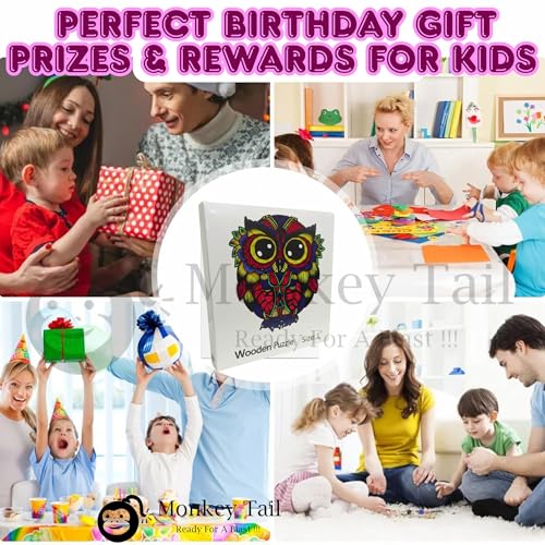 Image of MONKEYTAIL Whimsy Wooden Jigsaw Puzzle for Adults - Laser-Cut Pieces, 3D Puzzle Box as Birthday Gift for Boys & Girls - Brain Teaser, Home Decor & Family Game (GZOW, Size: Medium)