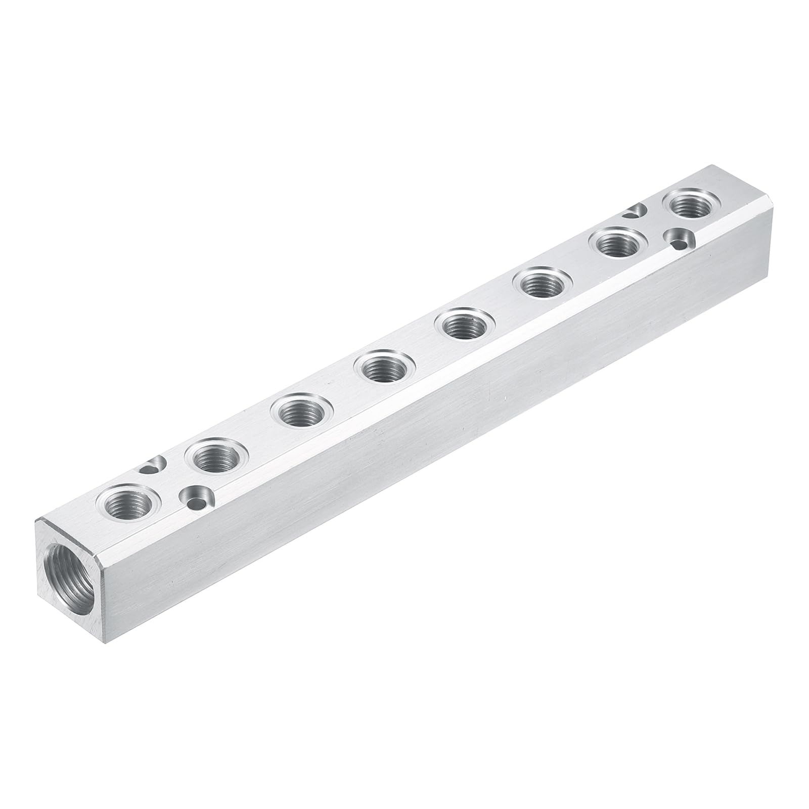 sourcing map 8 Way 10 Port Air Pneumatic Manifold, 1/2" NPT Supply & 1/4" NPT Output Ports, Aluminum Pneumatic Manifold Block for Air Compressor, Pneumatic Systems, Automotive Repair
