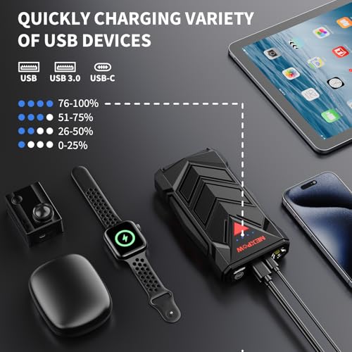 NEXPOW Battery Jumper Starter Portable,12V Car Battery Jump Starter Power Pack with USB Quick Charge (Up to 7L Gas or 5.5L Diesel Engine) Jump Box with Built-in LED Light