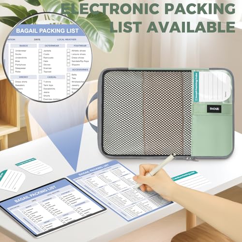 Image of BAGAIL 4 Set /6 Set /8 Set Compression Packing Cubes Travel Accessories Expandable Packing Organizers(HalfMesh, 8-MatchaGreen)