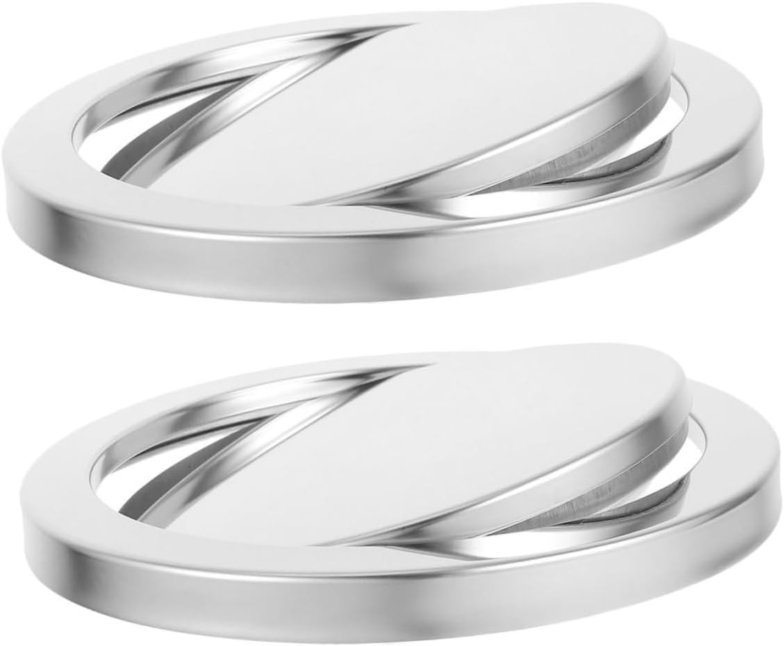 jojofuny 2pcs Stainless Steel Swinging Flap Trash Cover for Countertop Waste Bin, Recessed Trash Can Lid Fits 21.5-24cm Openings, Kitchen Bathroom Garbage Can Grommet