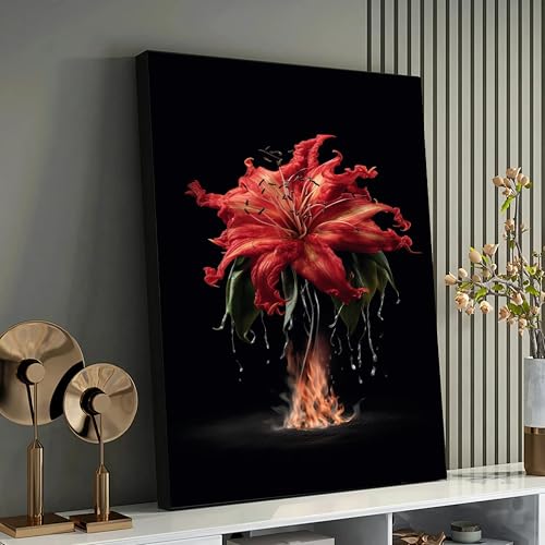 Peinture florale lys rouge sur toile d'art de haute finition