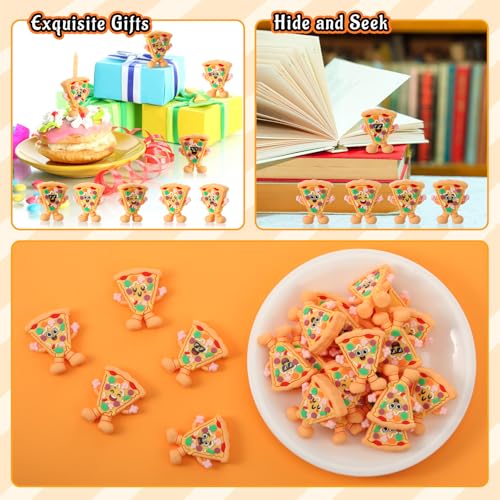 Threehoney 50 Pcs Mini Pizza Figures Small Pizza Figurines of Five Expressions Tiny Foods Figurines for Birthday Party Favors Goodie Bag Fillers Table Cake Mini Kitchen Dollhouse Decoration