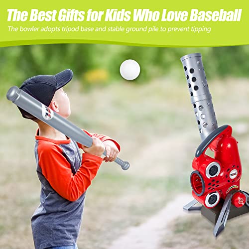 Baseball Pitching Machine Battery Powered Sports Baseball Launcher Angle Adjustable Kids Outdoor Baseball Training Equipment Auto Baseball Hitting Trainer With 6 Plastic Baseball, Bat For Boy Girl #TOP6