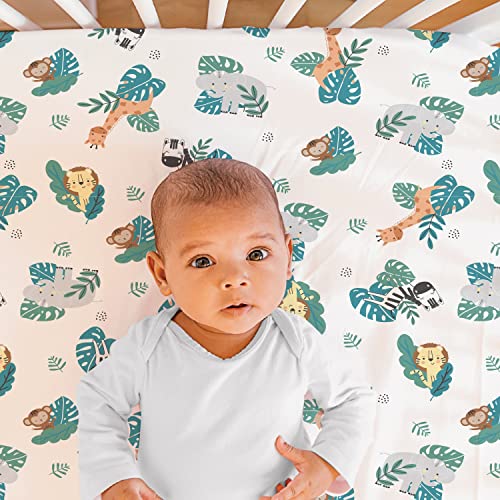 The Peanutshell 3 Piece Baby Crib Bedding Set for Boys & Girls - Newborn, Infant & Toddler Nursery Bed Set Decor with Fitted Crib Sheet, Dust Ruffle, Crib Comforter - Safari Adventures by The Peanutshell - Image 3