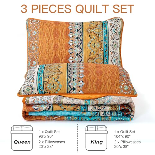Conjunto bohemio a rayas naranja tamaño queen para dormir sin pasar calor 8