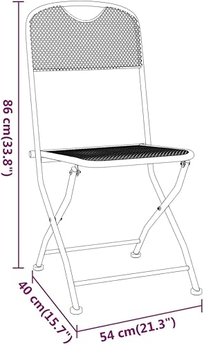 Miniatura 3 de vidaXL Sillas plegables de malla metálica expandida para patio, color antracita, muebles de estilo industrial para exteriores para patio, jardín,