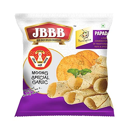 JBBB Moong Special Garlic Papad Plain Indian Papad with Traditional Indian Flavour | Homemade Crispy Tasty Moong Lehsun Papad for Daily Eating | Easy Digestive Moong Daal Papad for Lunch Dinner(400gm) (B092348DHR) Amazon Price History, Amazon Price Tracker
