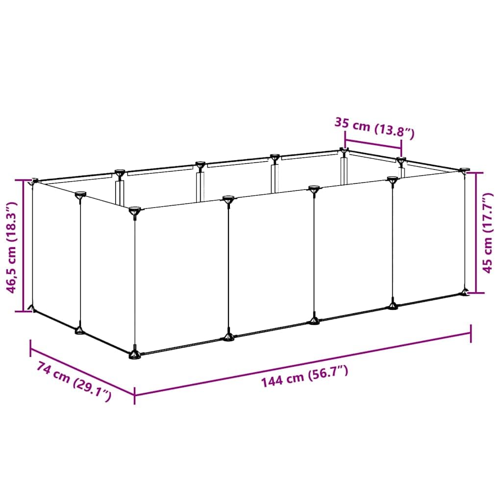 Jaula transparente de polipropileno y acero para animales pequeños, 144 x 74 x 46,5 cm, plegable y ampliable, para conejos, cobayas, hámsters, interiores, exteriores, viviendas y jardín