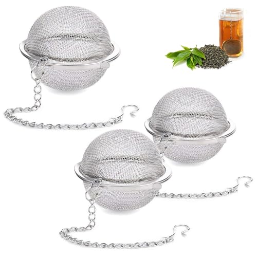 Infusores de Té, Bolas de Te, 3 Piezas Filtros de Té de Acero Inoxidable, Te Colador, Filtro Te para Taza, Filtro de Hierbas y Frutas para té de Hojas Sueltas y Especias y condimentos
