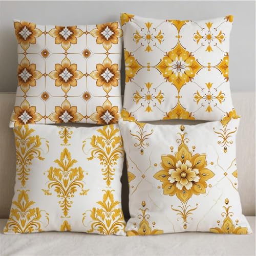 Housse de coussin extérieur orange pour canapé de terrasse