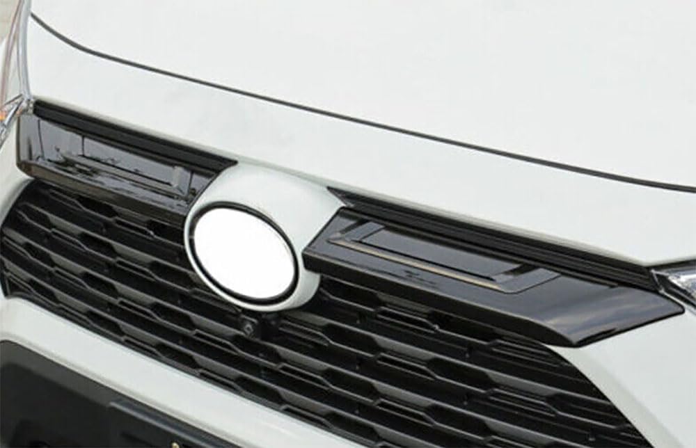 Car Accessories Fit For Toyota RAV4 2019-2025 ABS Exterior Automobile Front Hood Grill Cover Bonnet Trim （Black） 2PCS