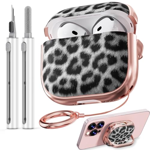 Image of Inesore for AirPods 4 Case Cover 2024 with Lock-Black Jaguar | Two-Piece Design,with Gold Keychain & Cleaning Pen,Support Wireless Charging,Cute Luxury Case for Women Girly