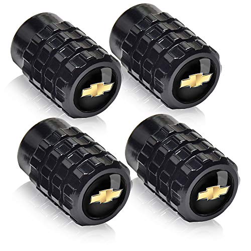 4pcs Tire Valve Caps, Auto Tire Caps for Car,Logo Styling Decoration Accessories for Chevrolet Cruze Malibu Camaro Colorado Equinox Silverado,Car Tire Air Valve Caps for SUV,Bicycle,Motorcycles,black
