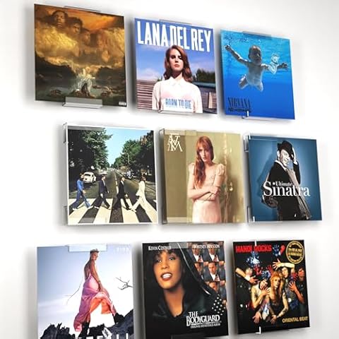 ZOLEF Floating Vinyl Record Wall Mount 6 Pack, 3D Look Clear Acrylic Record Wall Display Shelves, Vinyl Wall Holders, Vinyl Display Shelf Fit for 12" 10" 7" Cover
