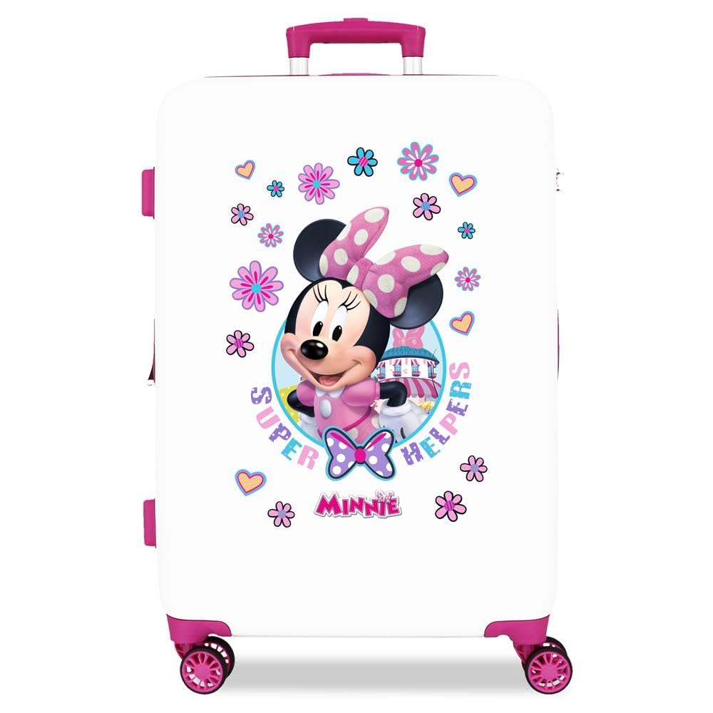 Joumma Disney Minnie Super Helpers Valigia media bianca 46 x 65 x 23 cm Rigido 3 kg Chiusura a combinazione laterale ABS 3 kg 56LExtensible, bianco, Taglia unica, Valigia media