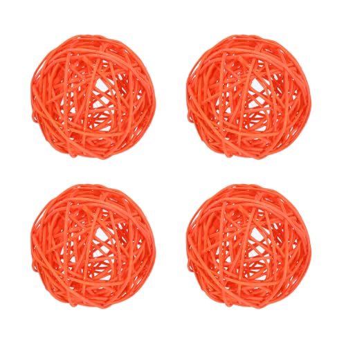 Bolas de mimbre de ratán para centro de mesa de 3.9 pulgadas y manualidades en color naranja 2