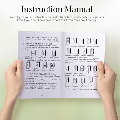 Nastopee Mahjong Spiel Groß - 3x2,25 cm Chinesisches Mahjong Set mit 146 Stück, Leicht Lesbare Majong Steine, Komplette Majong-Spielsets Robustes Reise-Etui für Familie & Party