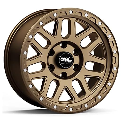 RockTrix RT110 17 inch Wheel Compatible with 01-23 Toyota Tacoma 6x5.5" (6x139.7) Bolt Pattern, 17x9 (-12mm Offset), 106.1mm Bore, Matte Bronze, Also fits 02-23 4Runner, FJ Cruiser, 99-06 Tundra