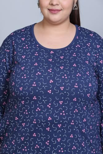 Image of RYSH Women's All-Over Printed Cotton Plus Size Longline T-Shirt with Pockets