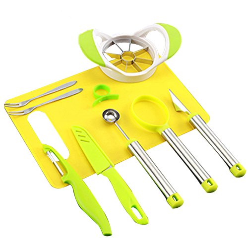 Coralpearl Garnish Shape Tool Set for Fruit Vegetable:Melon Baller Scoop,Apple Corer Slicer Remover,Carving
